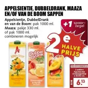 MCD Supermarkt APPELSIENTJE, DUBBELDRANK, MAAZA EN/OF VAN DE BOOM SAPPEN aanbieding
