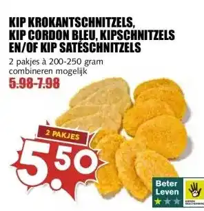 MCD Supermarkt KIP KROKANTSCHNITZELS, KIP CORDON BLEU, KIPSCHNITZELS EN/OF KIP SATÉSCHNITZELS aanbieding