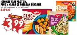 MCD Supermarkt IGLO GET REAL PROTEIN, PING & KLAAR OF ROERBAK SENSATIE aanbieding