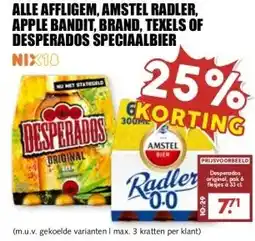 MCD Supermarkt ALLE AFFLIGEM, AMSTEL RADLER, APPLE BANDIT, BRAND, TEXELS OF DESPERADOS SPECIAALBIER aanbieding