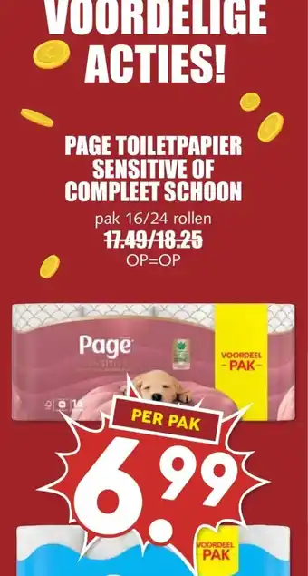 MCD Supermarkt PAGE TOILETPAPIER SENSITIVE OF COMPLEET SCHOON aanbieding