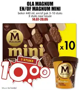 MCD Supermarkt OLA MAGNUM EN/OF MAGNUM MINI aanbieding