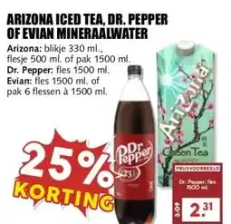 MCD Supermarkt ARIZONA ICED TEA, DR. PEPPER OF EVIAN MINERAALWATER aanbieding
