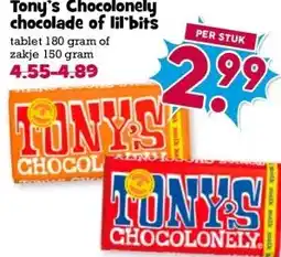 Boon`s Markt Tony's Chocolonely chocolade of lil bits aanbieding