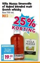 Boon`s Markt Villa Massa limoncello of Naked blended malt Scotch whisky aanbieding