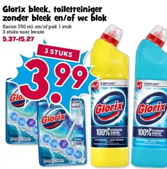 Boon`s Markt Glorix bleek, toiletreiniger zonder bleek en/of wc blok aanbieding