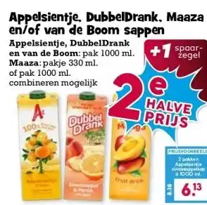 Boon`s Markt Appelsientje, DubbelDrank, Maaza en/of van de Boom sappen aanbieding