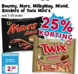 Boon`s Markt Bounty. Mars, MilkyWay, Mixed. Snickers of Twix Mini's aanbieding