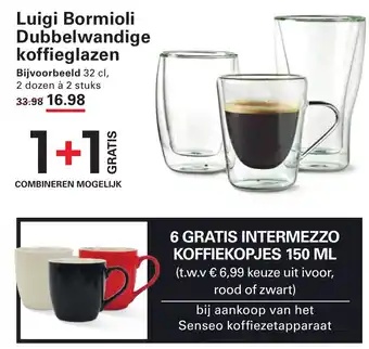 Sligro Luigi Bormioli Dubbelwandige koffieglazen aanbieding