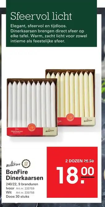 Sligro BonFire Dinerkaarsen aanbieding
