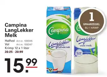 Sligro Campina LangLekker Melk aanbieding
