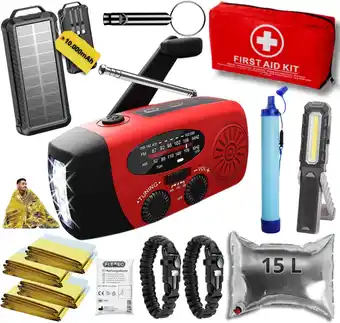 ANWB Noodradio Noodpakket L met Powerbank--Waterfilter Rood aanbieding