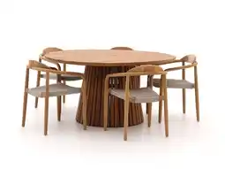 Kees Smit Bellagio Berbaro/Santa Severina ø150cm dining tuinset 6-delig stapelbaar aanbieding