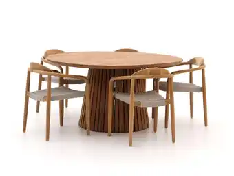 Kees Smit Bellagio Berbaro/Santa Severina ø150cm dining tuinset 6-delig stapelbaar aanbieding