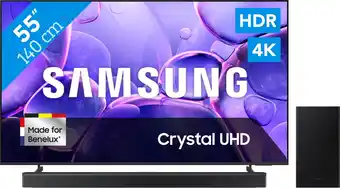 Coolblue Samsung 55 Crystal UHD U8070F (2025) + Samsung HW-B750F Zwart aanbieding