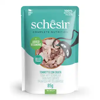 Zooplus Voordeelpakket: 24x85g Schesir Complete Nutrition filet in gelei tonijn met zeebrasem nat kattenvoer aanbieding
