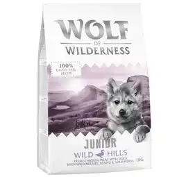 Zooplus 1kg Junior Wild Hills Eend Wolf of Wilderness Hondenvoer aanbieding
