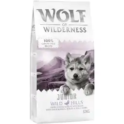 Zooplus 12kg Junior Wild Hills Eend Wolf of Wilderness Hondenvoer aanbieding