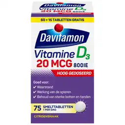 De Online Drogist Davitamon Vitamine D3 20mcg Smelttabletten aanbieding