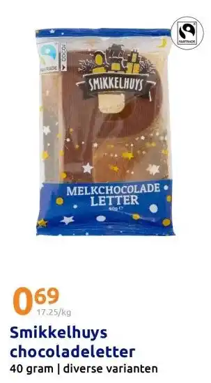 Action Smikkelhuys chocoladeletter aanbieding