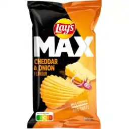 Jumbo Lay's Max Ribbel Chips Cheddar Kaas & Ui 185 g aanbieding