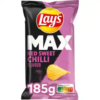 Jumbo Lay's Max Ribbel Chips Red Sweet Chilli 185 gr aanbieding