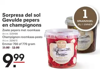 Sligro Sorpresa del sol Gevulde pepers en champignons aanbieding