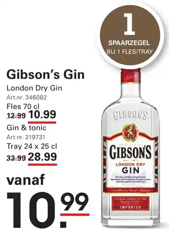Sligro Gibson's Gin aanbieding