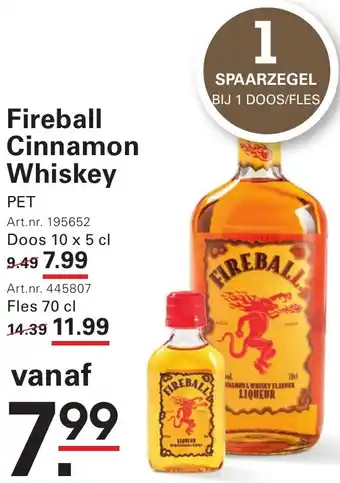 Sligro Fireball Cinnamon Whiskey aanbieding