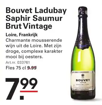 Sligro Bouvet Ladubay Saphir Saumur Brut Vintage aanbieding