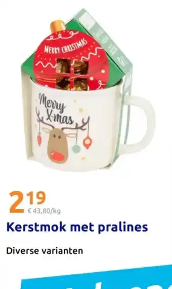 Action Kerstmok met pralines aanbieding