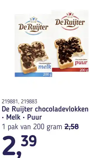 Van Hoeckel De Ruijter chocoladevlokken aanbieding