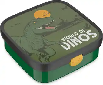 Intratuin Mepal Bento broodtrommel Campus Dino groen 18,4 x 18,2 x 6,5 cm aanbieding