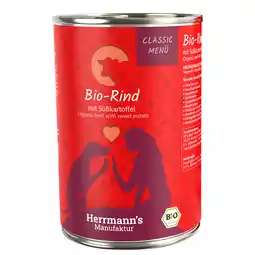 Zooplus Herrmann's Bio-Menu Graanvrij 24 x 400 g Hondenvoer - Bio Rund met Bio Zoete Aardappel aanbieding
