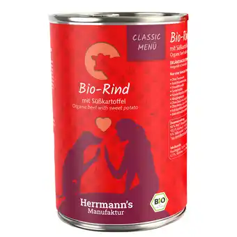 Zooplus Herrmann's Bio-Menu Graanvrij 24 x 400 g Hondenvoer - Bio Rund met Bio Zoete Aardappel aanbieding