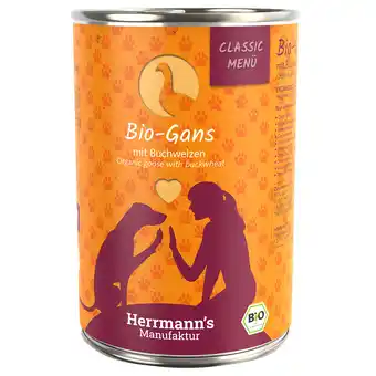 Zooplus Voordeelpakket: Herrmann's Bio-Menu 12 x 400 g - Bio-Gans met Bio-Boekweit aanbieding