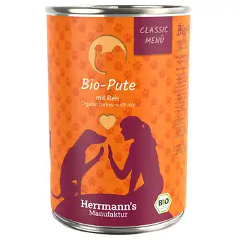 Zooplus Herrmann's Bio-Menu Graanvrij 24 x 400 g Hondenvoer - Bio-Kalkoen met Bio-Rijst aanbieding