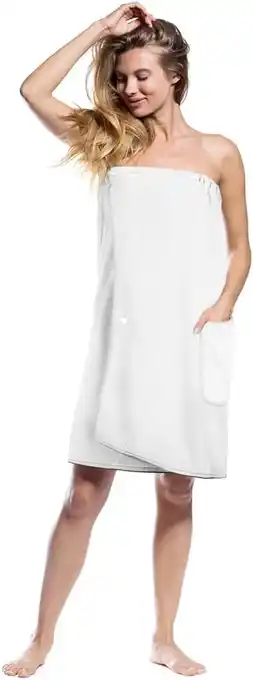 Amazon Aomig Sneldrogende microvezel body wrap handdoek gewaad met verstelbare kliksluiting (80 x 140 cm) aanbieding
