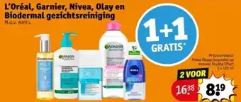 Kruidvat L'Oréal, Garnier, Nivea, Olay en Biodermal gezichtsreiniging aanbieding