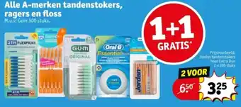 Kruidvat Alle A-merken tandenstokers, ragers en floss aanbieding