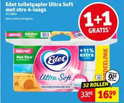 Kruidvat Edet toiletpapier Ultra Soft met stro 4 Laags aanbieding