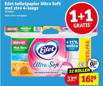 Kruidvat Edet toiletpapier Ultra Soft met stro 4 Laags aanbieding