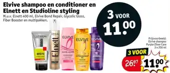 Kruidvat Elvive shampoo en conditioner en Elnett en Studioline styling aanbieding