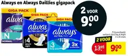 Kruidvat Always en Always Daillies gigapack aanbieding