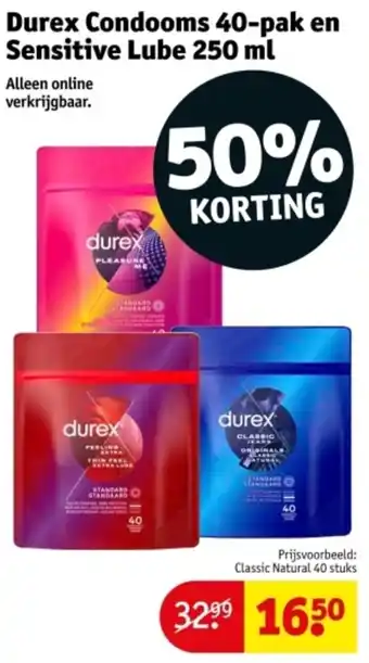 Kruidvat Durex Condooms 40-pak en Sensitive Lube aanbieding