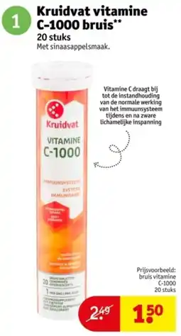 Kruidvat Kruidvat Vitamine C-1000 Bruis aanbieding