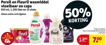 Kruidvat Persil en Fleuril wasmiddel vloeibaar en caps aanbieding