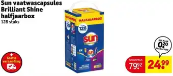 Kruidvat Sun vaatwascapsules Brilliant Shine halfjaarbox aanbieding