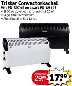 Kruidvat Tristar Convectorkachel Wit PD-8974E en zwart PD-8944E aanbieding