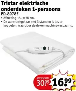 Kruidvat Tristar elektrische onderdeken 1-persoons PD-8978E aanbieding